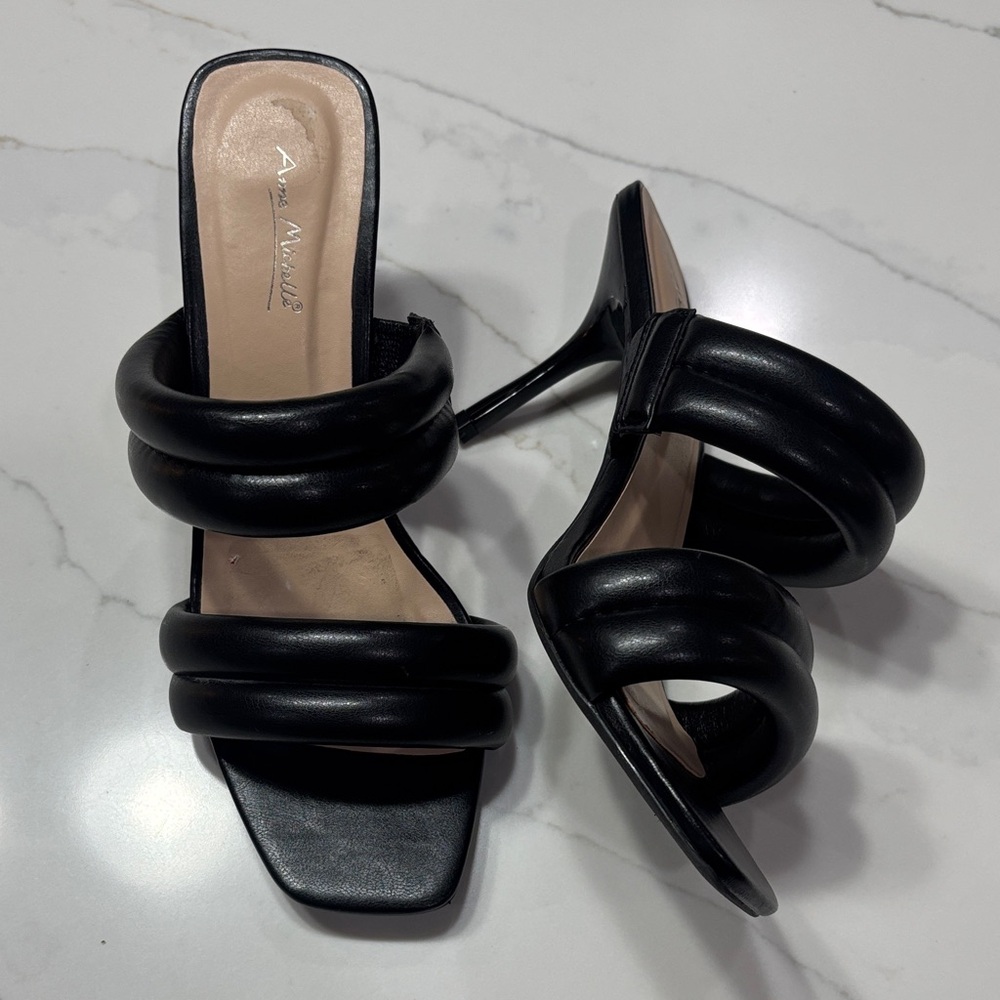 Anne Michelle Black Strappy Heels